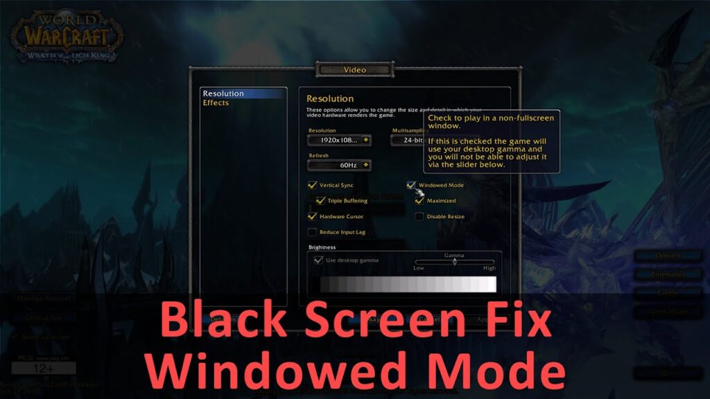 MGAWoW – WoW 335a Windows mode equal black screen