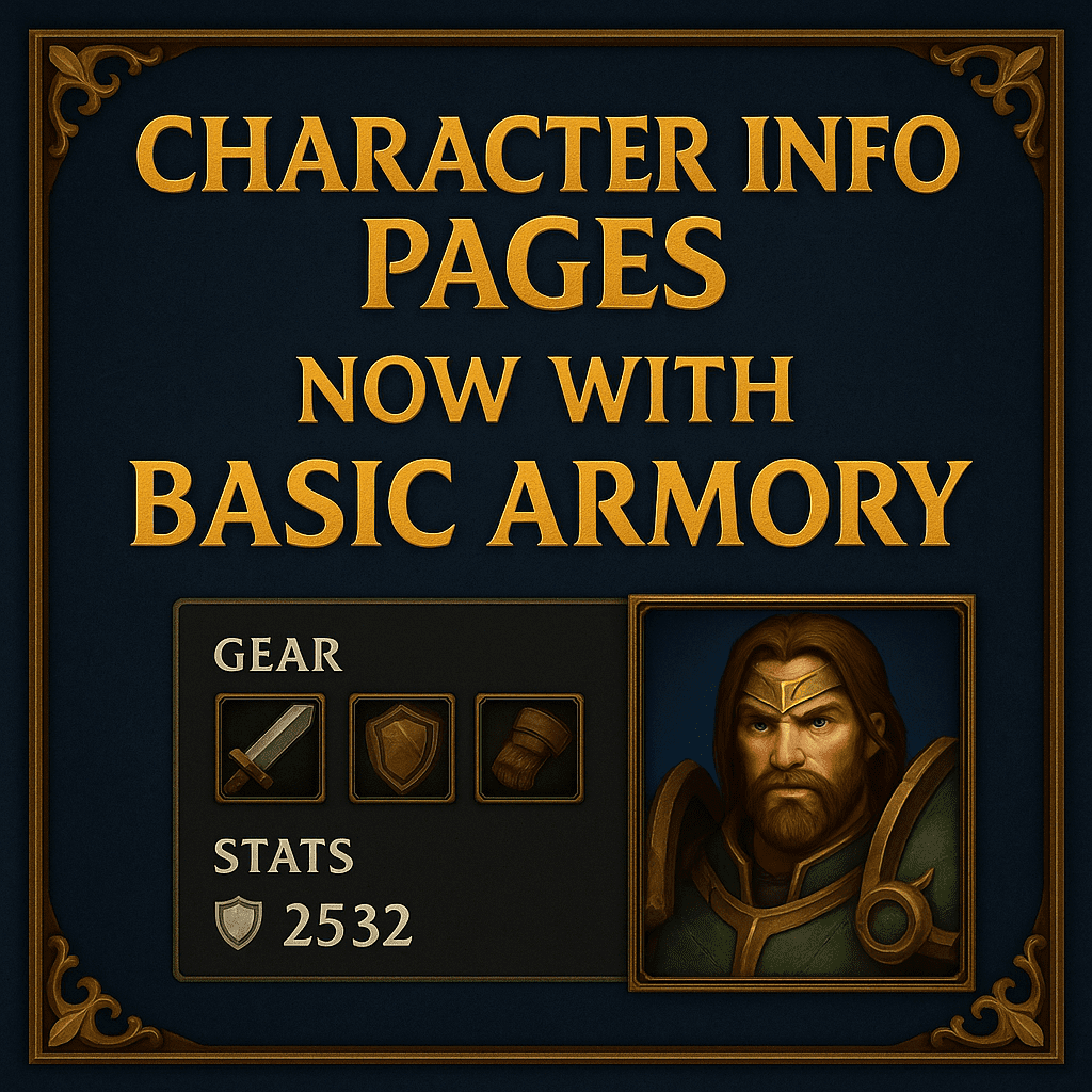 Character Info Pages – Now with Basic Armory!